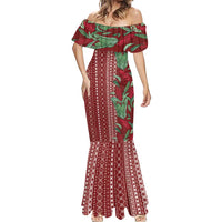 Women's Day Samoa Malu Tattoo Inspired Mix Teuila Mermaid Dress Scarlet LT7 - Polynesian Pride