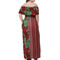 Women's Day Samoa Malu Tattoo Inspired Mix Teuila Off Shoulder Maxi Dress Scarlet LT7 - Polynesian Pride