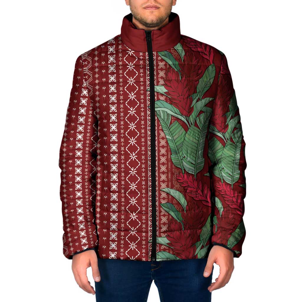 Women's Day Samoa Malu Tattoo Inspired Mix Teuila Padded Jacket Scarlet LT7 Men Scarlet - Polynesian Pride