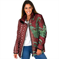 Women's Day Samoa Malu Tattoo Inspired Mix Teuila Padded Jacket Scarlet LT7 Women Scarlet - Polynesian Pride