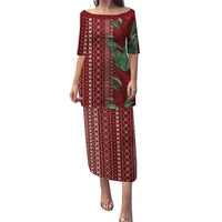 Women's Day Samoa Malu Tattoo Inspired Mix Teuila Puletasi Scarlet LT7 Long Dress Scarlet - Polynesian Pride