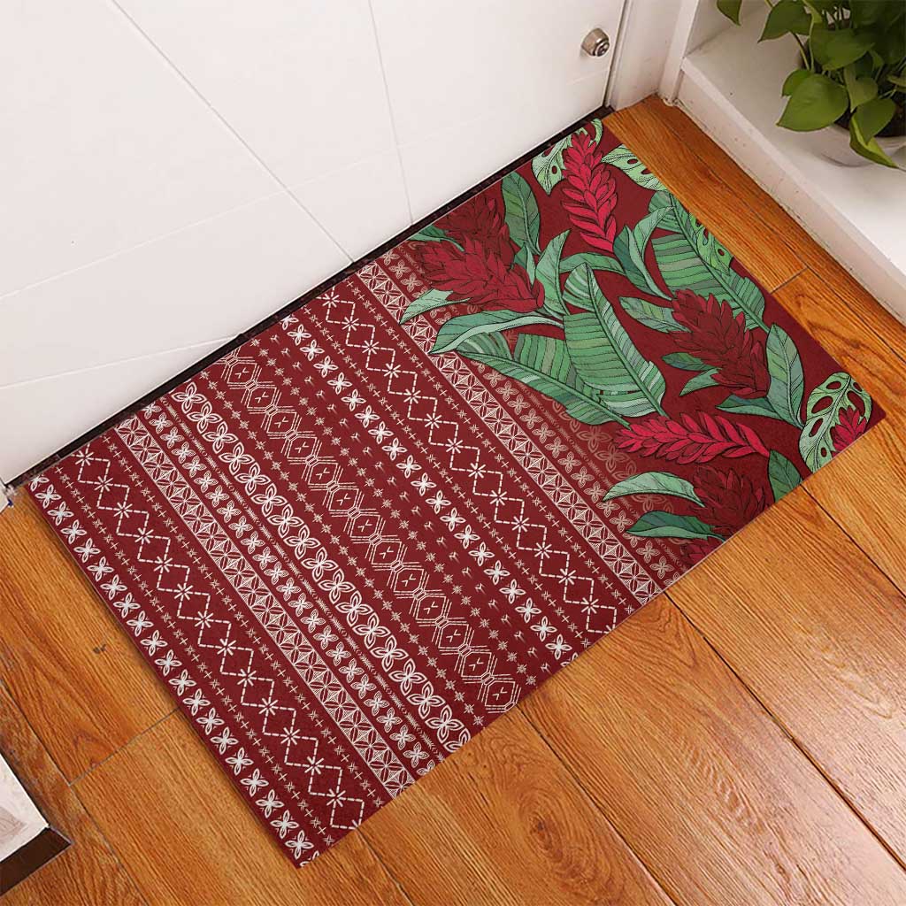 Women's Day Samoa Malu Tattoo Inspired Mix Teuila Rubber Doormat Scarlet LT7 - Polynesian Pride