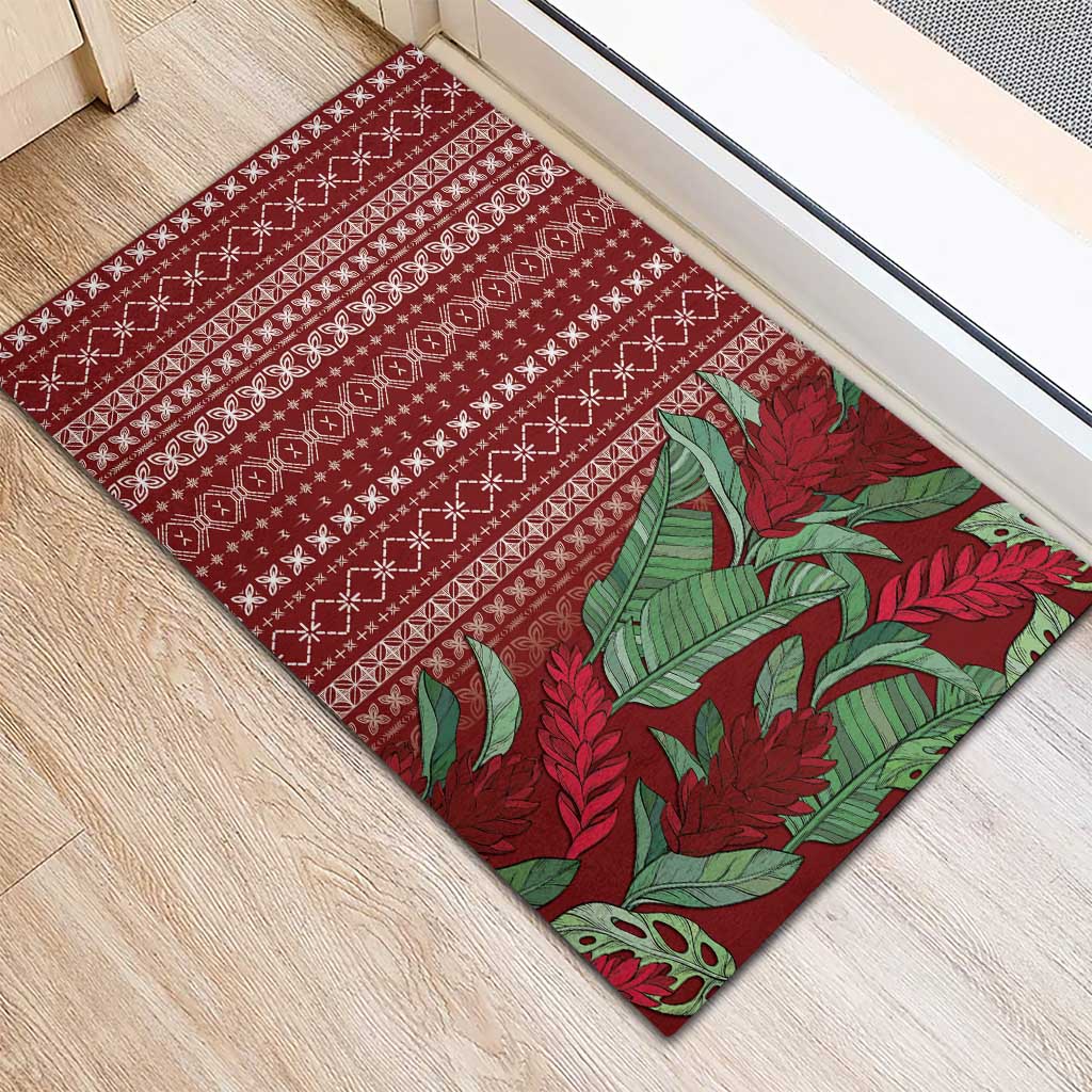 Women's Day Samoa Malu Tattoo Inspired Mix Teuila Rubber Doormat Scarlet LT7 - Polynesian Pride