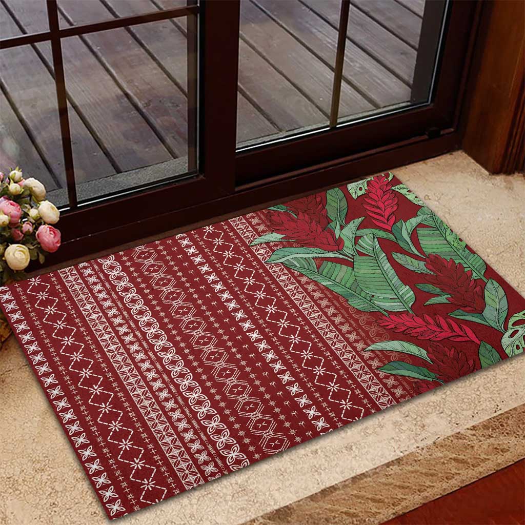 Women's Day Samoa Malu Tattoo Inspired Mix Teuila Rubber Doormat Scarlet LT7 - Polynesian Pride