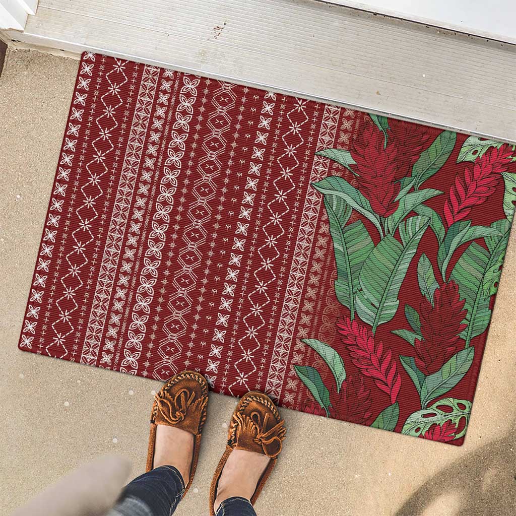 Women's Day Samoa Malu Tattoo Inspired Mix Teuila Rubber Doormat Scarlet LT7 - Polynesian Pride