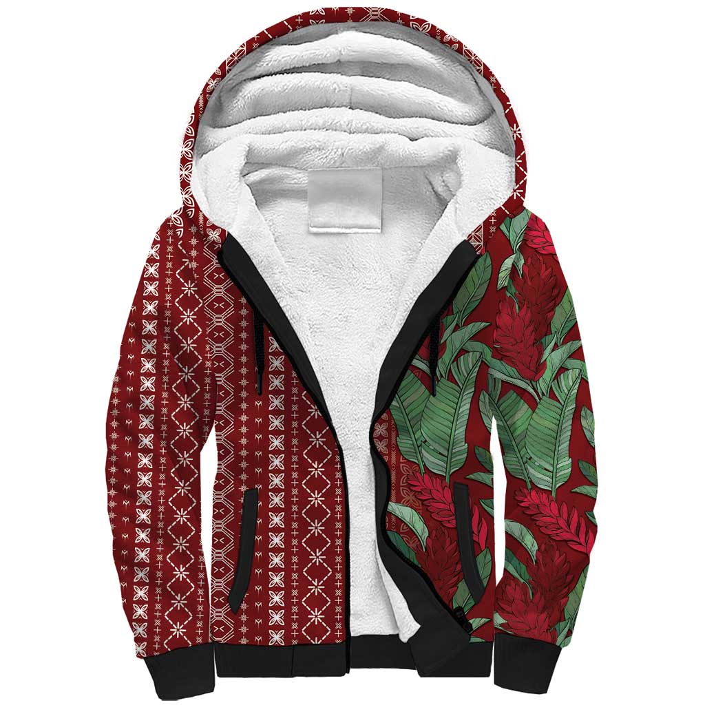 Women's Day Samoa Malu Tattoo Inspired Mix Teuila Sherpa Hoodie Scarlet LT7 Unisex Scarlet - Polynesian Pride