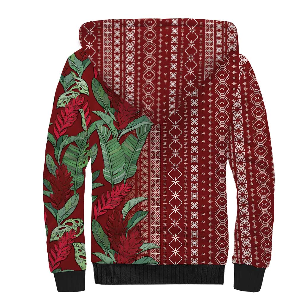 Women's Day Samoa Malu Tattoo Inspired Mix Teuila Sherpa Hoodie Scarlet LT7 - Polynesian Pride