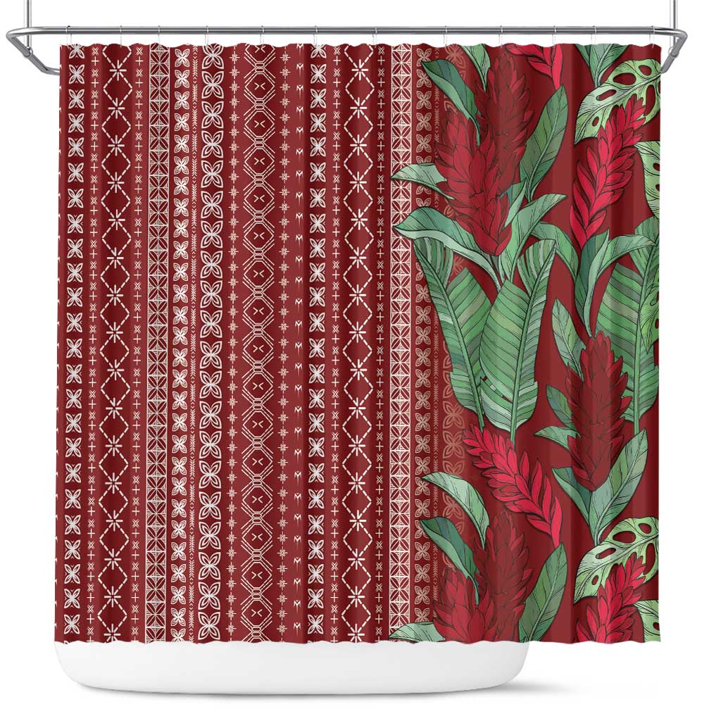 Women's Day Samoa Malu Tattoo Inspired Mix Teuila Shower Curtain Scarlet LT7 Scarlet - Polynesian Pride