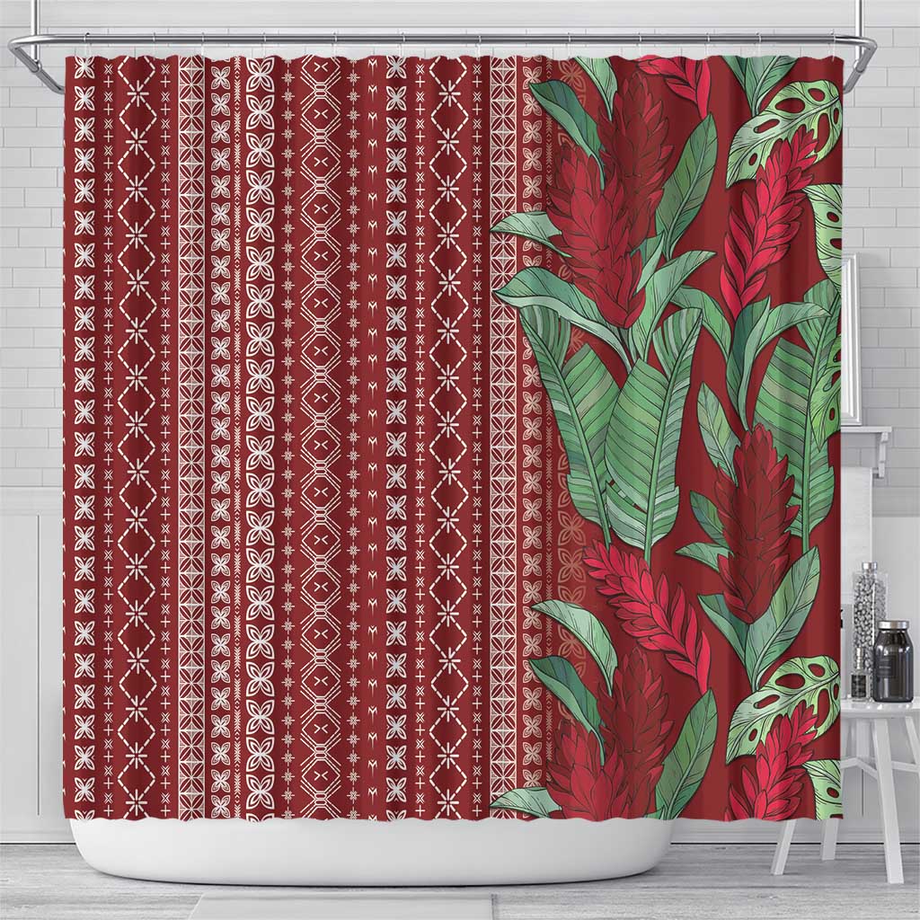 Women's Day Samoa Malu Tattoo Inspired Mix Teuila Shower Curtain Scarlet LT7 - Polynesian Pride