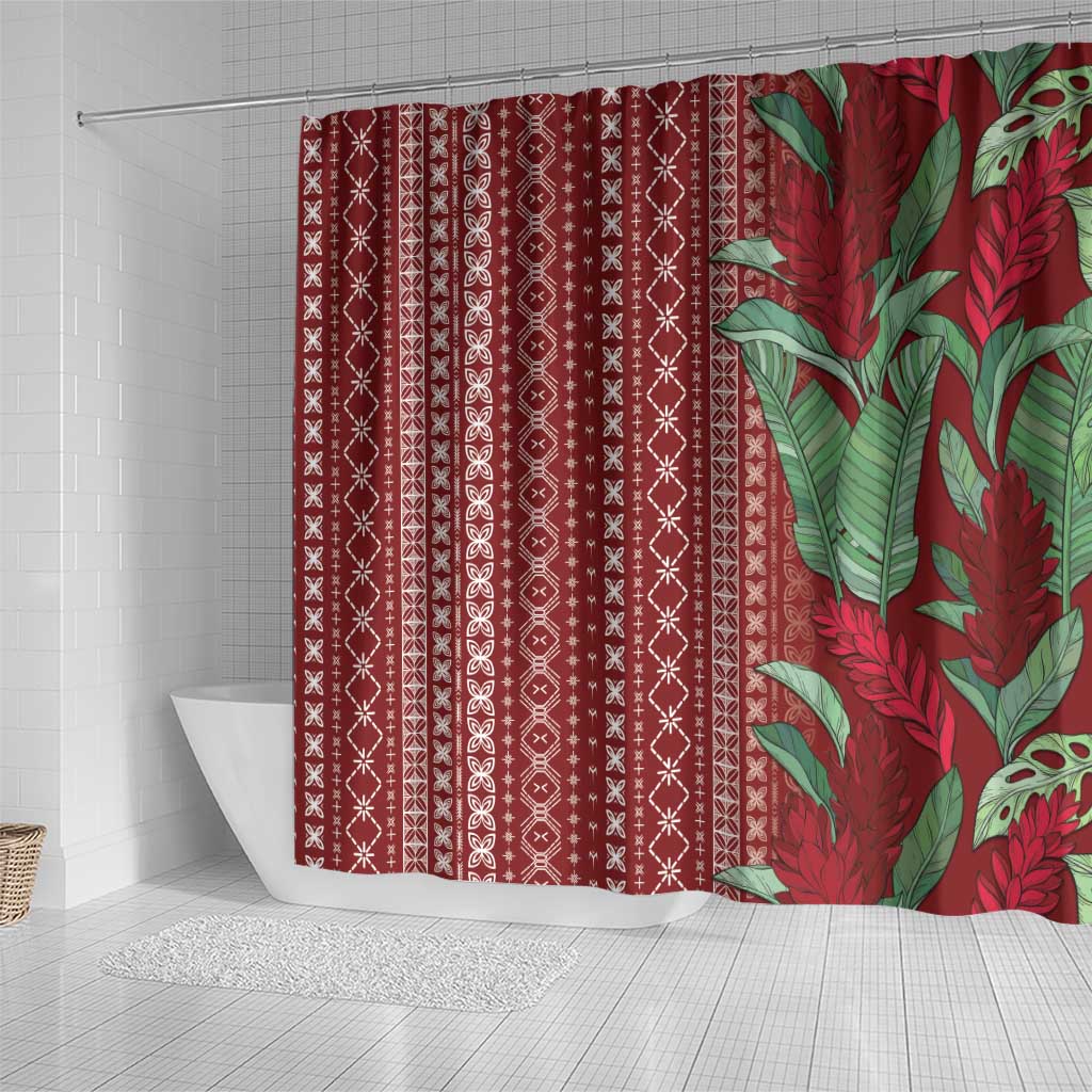 Women's Day Samoa Malu Tattoo Inspired Mix Teuila Shower Curtain Scarlet LT7 - Polynesian Pride