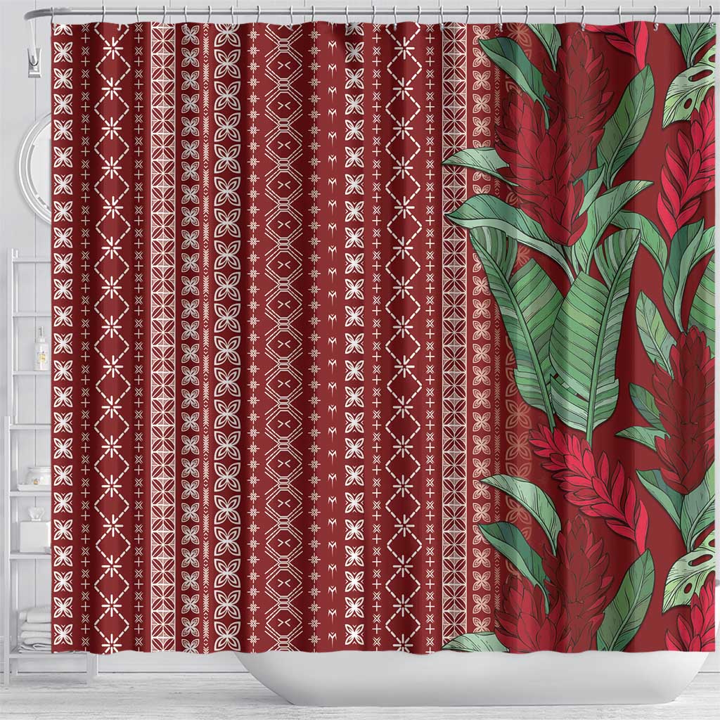 Women's Day Samoa Malu Tattoo Inspired Mix Teuila Shower Curtain Scarlet LT7 - Polynesian Pride