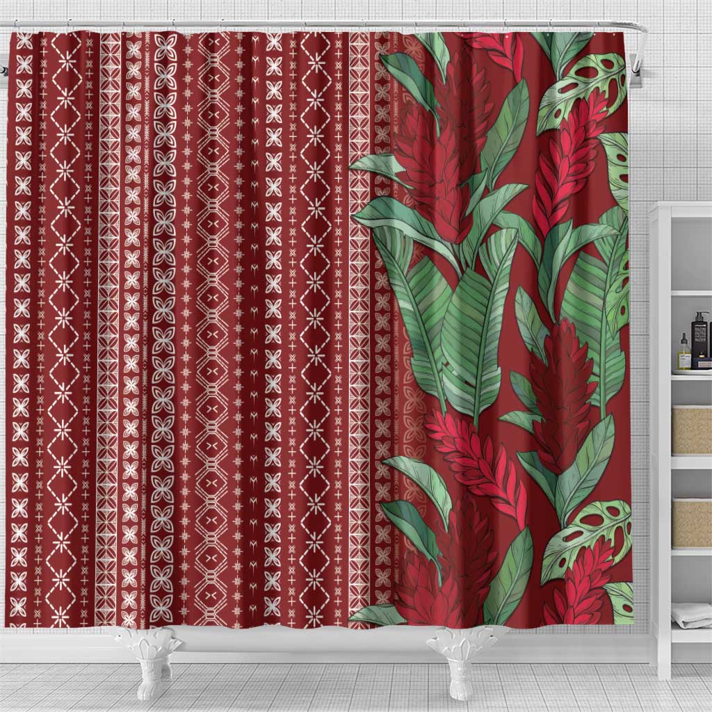 Women's Day Samoa Malu Tattoo Inspired Mix Teuila Shower Curtain Scarlet LT7 - Polynesian Pride