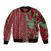 Women's Day Samoa Malu Tattoo Inspired Mix Teuila Sleeve Zip Bomber Jacket Scarlet LT7 Unisex Scarlet - Polynesian Pride