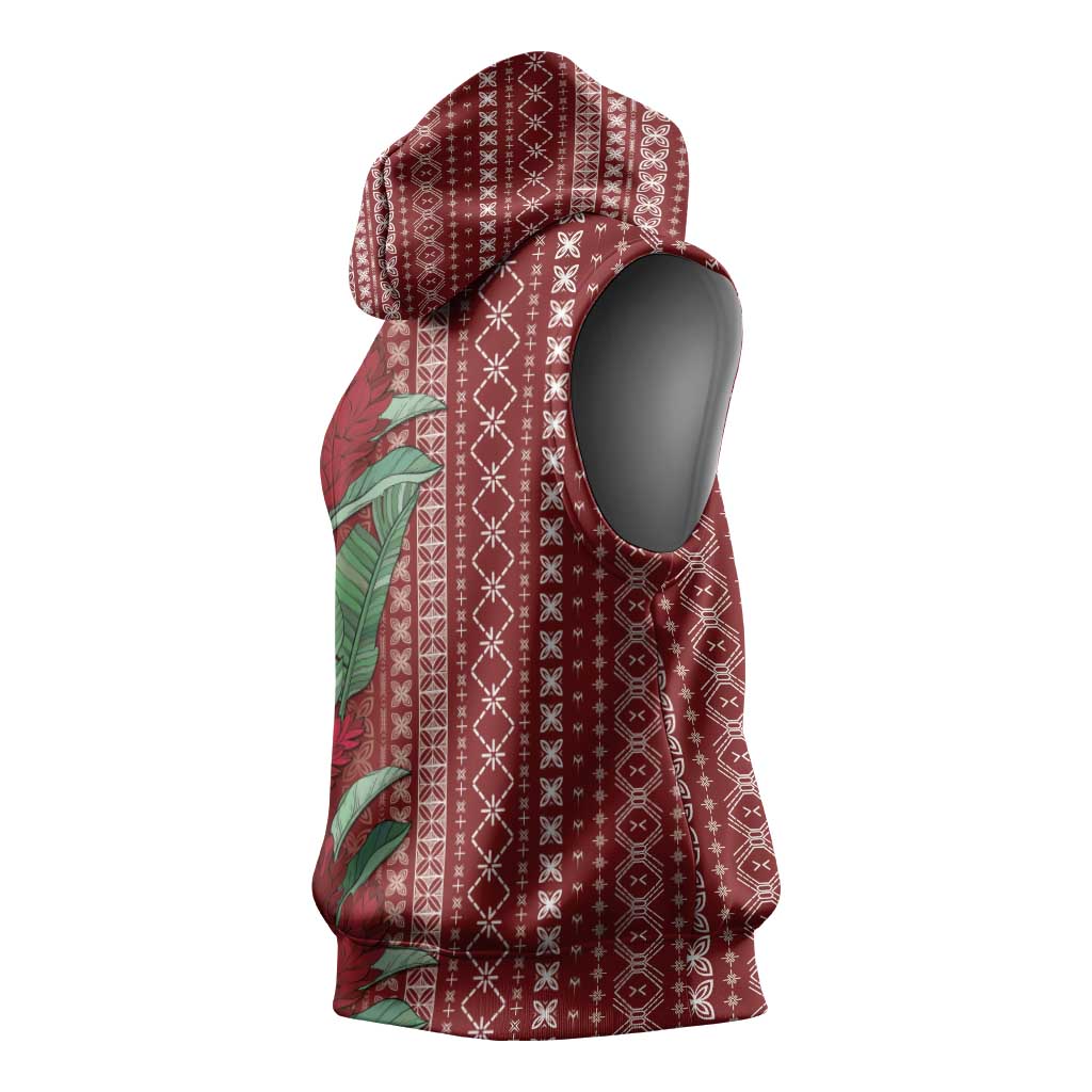 Women's Day Samoa Malu Tattoo Inspired Mix Teuila Sleeveless Hoodie Scarlet LT7 - Polynesian Pride