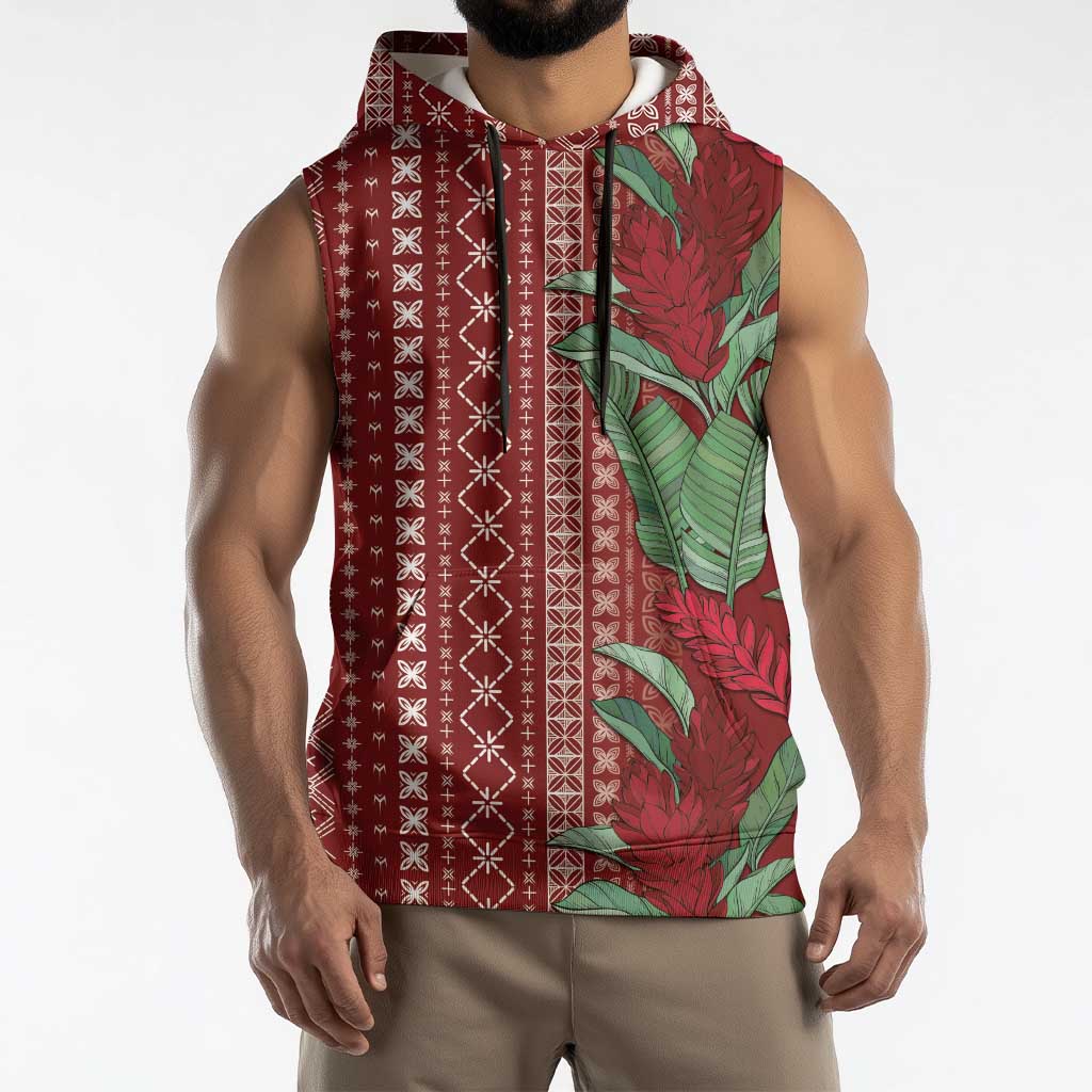 Women's Day Samoa Malu Tattoo Inspired Mix Teuila Sleeveless Hoodie Scarlet LT7 - Polynesian Pride