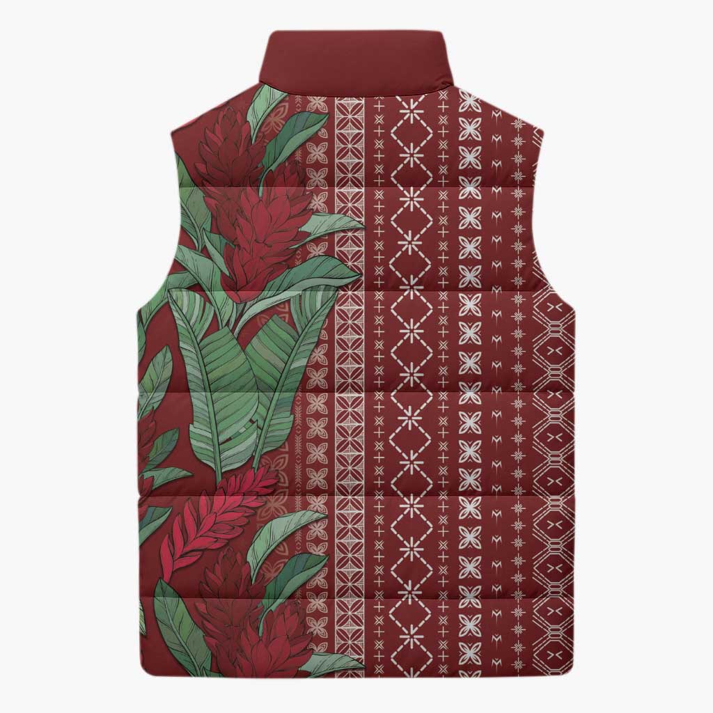 Women's Day Samoa Malu Tattoo Inspired Mix Teuila Sleeveless Puffer Jacket Scarlet LT7 - Polynesian Pride