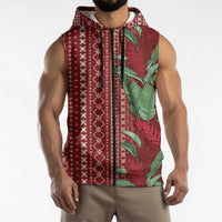 Women's Day Samoa Malu Tattoo Inspired Mix Teuila Sleeveless Zip Hoodie Scarlet LT7 - Polynesian Pride