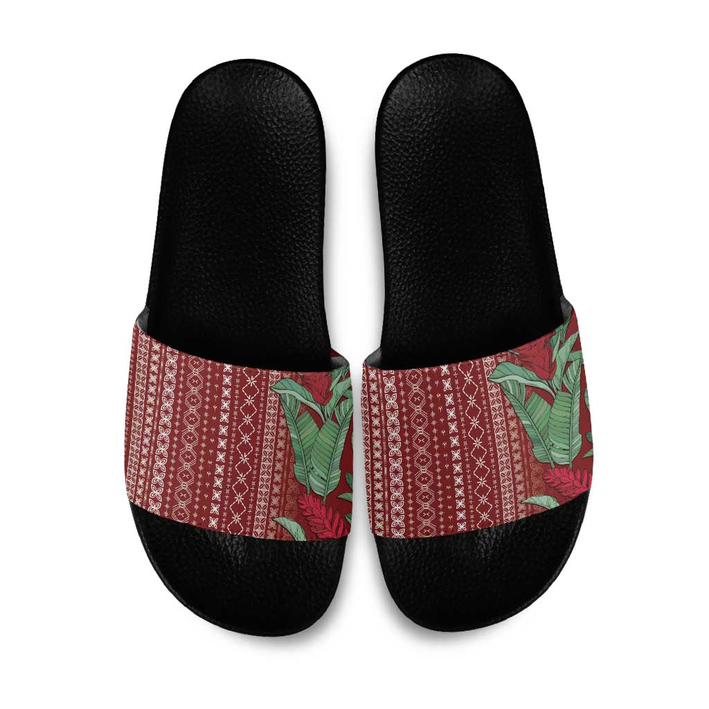Women's Day Samoa Malu Tattoo Inspired Mix Teuila Slide Sandals Scarlet LT7 Scarlet - Polynesian Pride