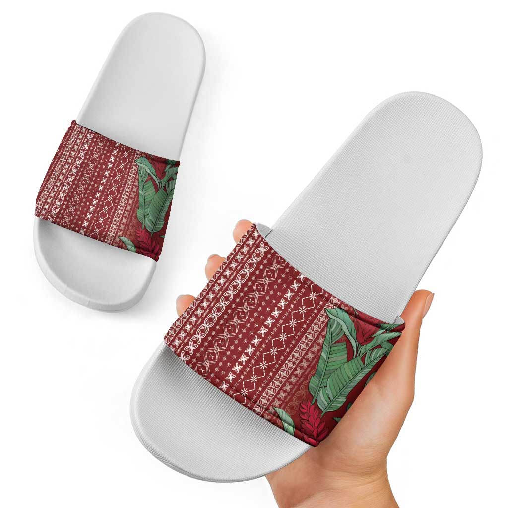Women's Day Samoa Malu Tattoo Inspired Mix Teuila Slide Sandals Scarlet LT7 - Polynesian Pride