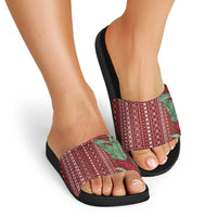 Women's Day Samoa Malu Tattoo Inspired Mix Teuila Slide Sandals Scarlet LT7 - Polynesian Pride