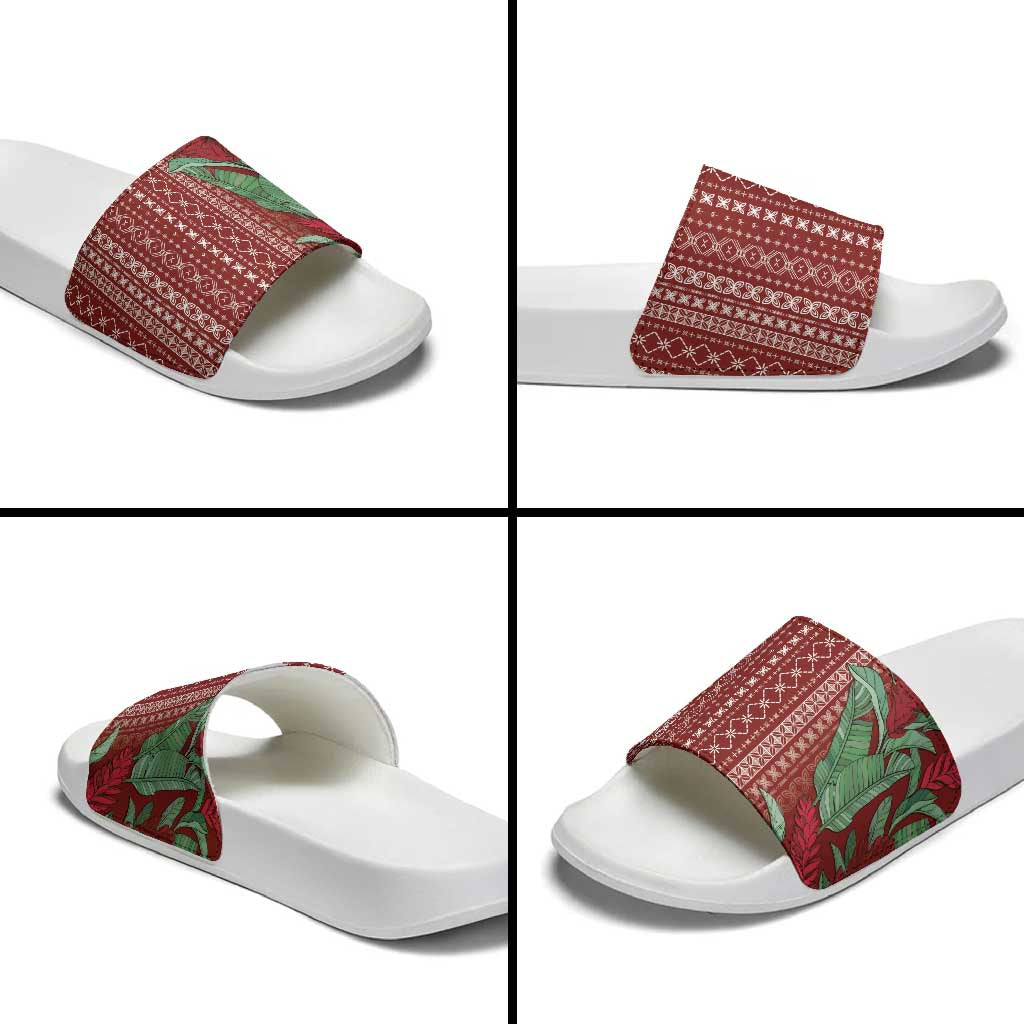 Women's Day Samoa Malu Tattoo Inspired Mix Teuila Slide Sandals Scarlet LT7 - Polynesian Pride