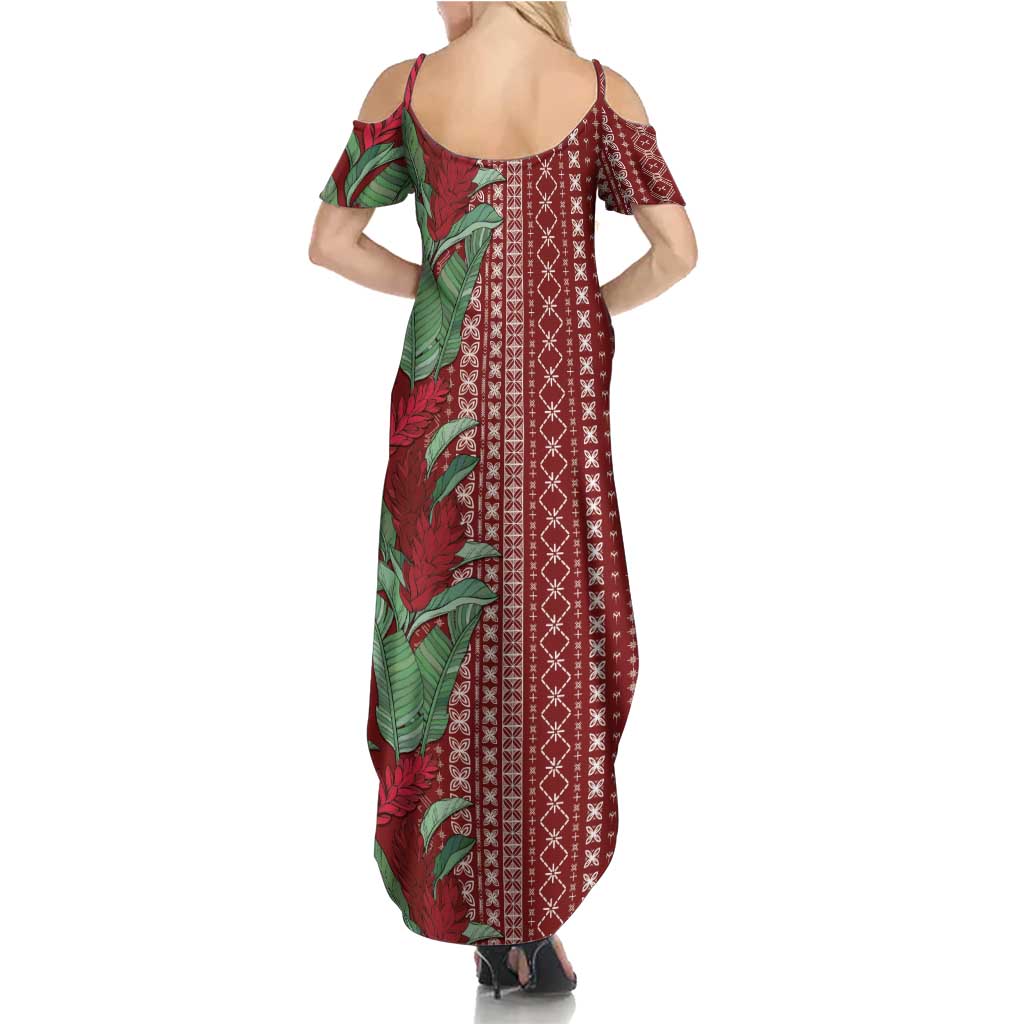 Women's Day Samoa Malu Tattoo Inspired Mix Teuila Summer Maxi Dress Scarlet LT7 - Polynesian Pride