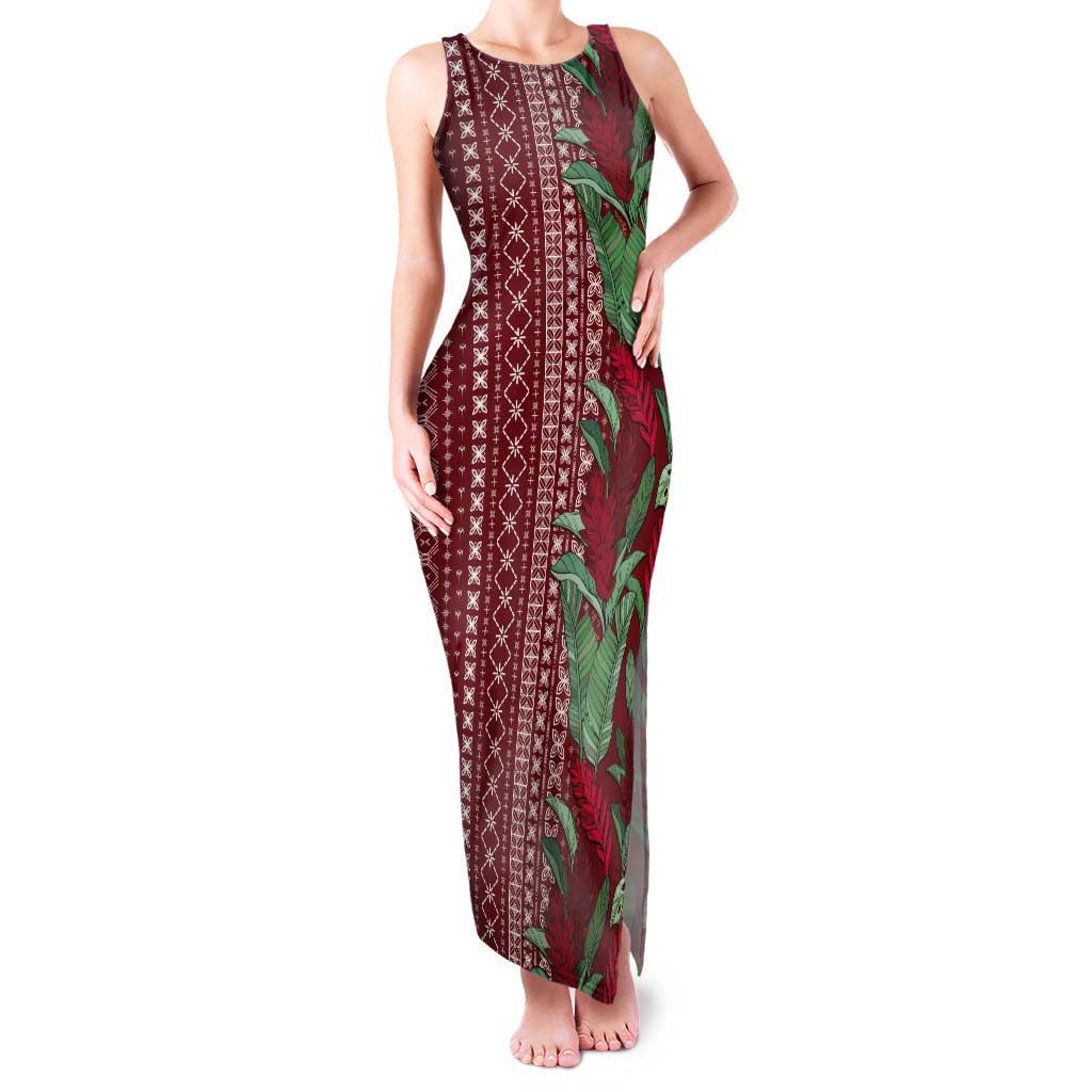 Women's Day Samoa Malu Tattoo Inspired Mix Teuila Tank Maxi Dress Scarlet LT7 Women Scarlet - Polynesian Pride