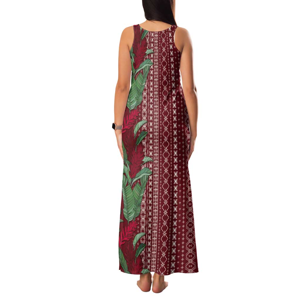 Women's Day Samoa Malu Tattoo Inspired Mix Teuila Tank Maxi Dress Scarlet LT7 - Polynesian Pride