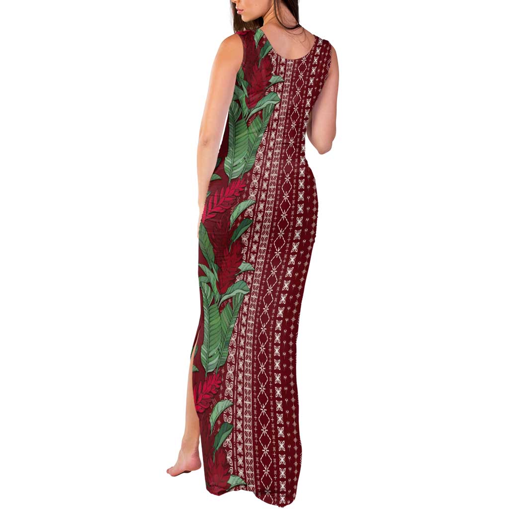 Women's Day Samoa Malu Tattoo Inspired Mix Teuila Tank Maxi Dress Scarlet LT7 - Polynesian Pride