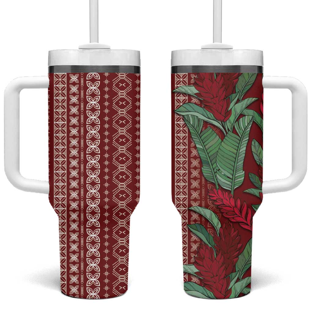 Women's Day Samoa Malu Tattoo Inspired Mix Teuila Tumbler With Handle Scarlet LT7 One Size: 40 oz Scarlet - Polynesian Pride