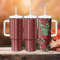 Women's Day Samoa Malu Tattoo Inspired Mix Teuila Tumbler With Handle Scarlet LT7 - Polynesian Pride