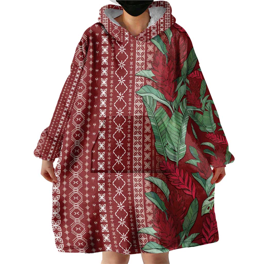 Women's Day Samoa Malu Tattoo Inspired Mix Teuila Wearable Blanket Hoodie Scarlet LT7 - Polynesian Pride