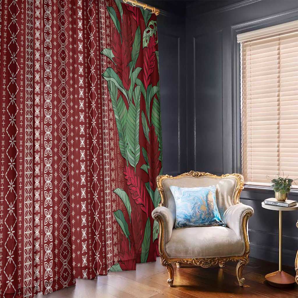 Women's Day Samoa Malu Tattoo Inspired Mix Teuila Window Curtain Scarlet LT7 - Polynesian Pride