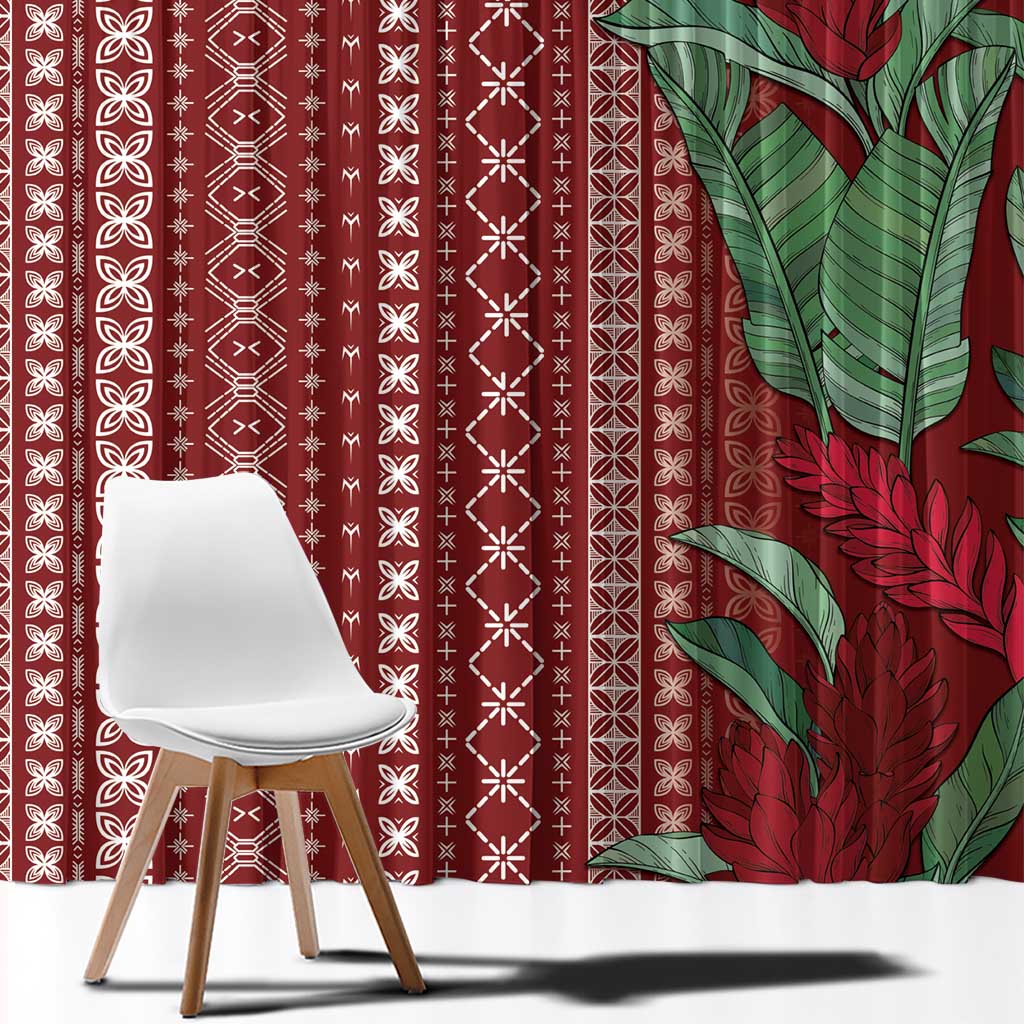 Women's Day Samoa Malu Tattoo Inspired Mix Teuila Window Curtain Scarlet LT7 - Polynesian Pride