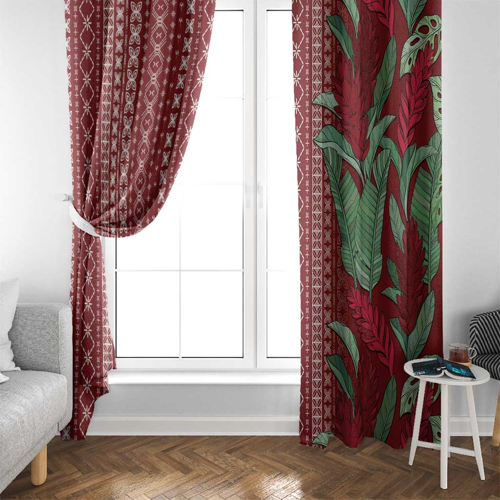 Women's Day Samoa Malu Tattoo Inspired Mix Teuila Window Curtain Scarlet LT7 - Polynesian Pride