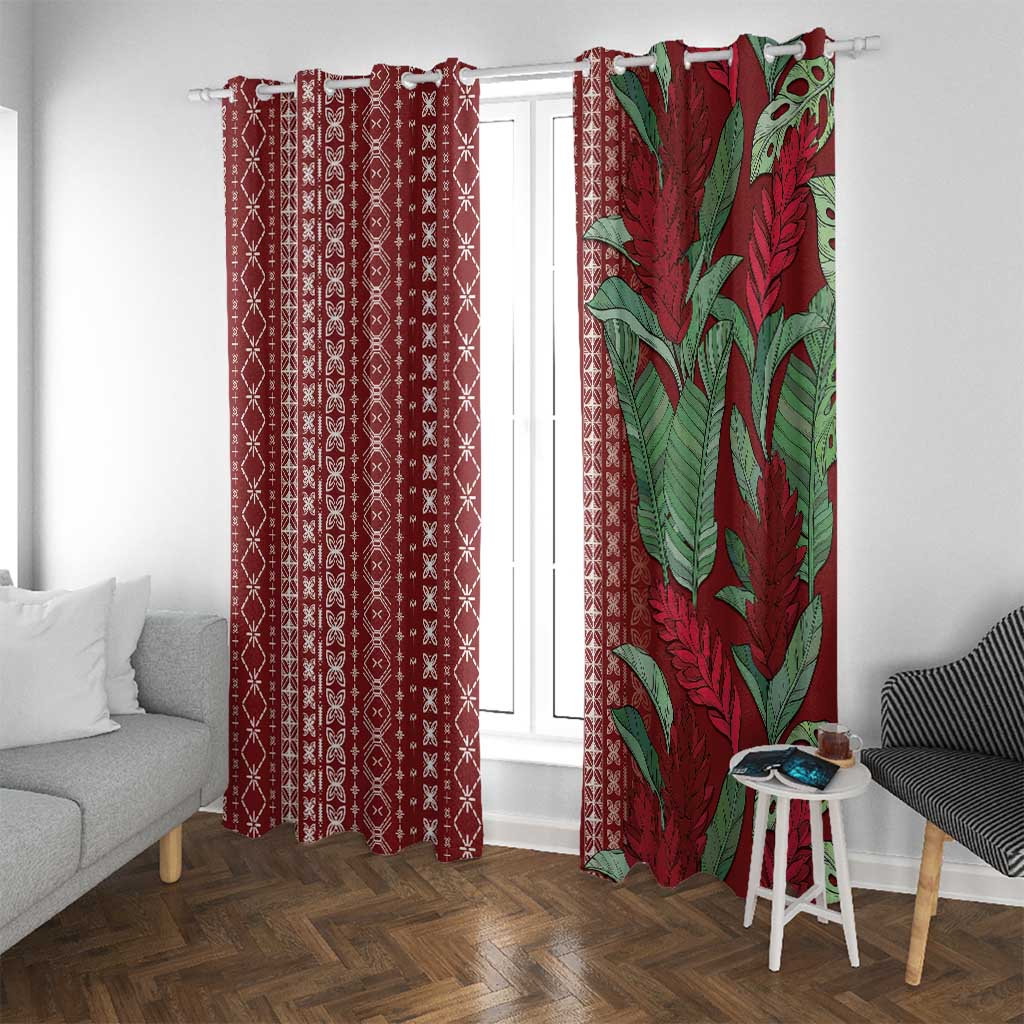 Women's Day Samoa Malu Tattoo Inspired Mix Teuila Window Curtain Scarlet LT7 With Grommets Scarlet - Polynesian Pride