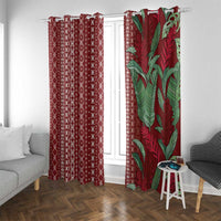 Women's Day Samoa Malu Tattoo Inspired Mix Teuila Window Curtain Scarlet LT7 With Grommets Scarlet - Polynesian Pride