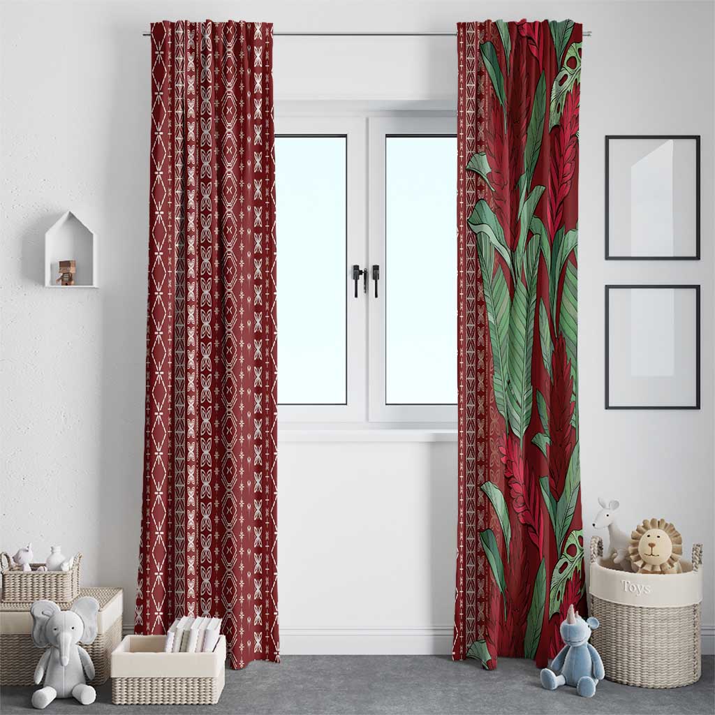 Women's Day Samoa Malu Tattoo Inspired Mix Teuila Window Curtain Scarlet LT7 - Polynesian Pride