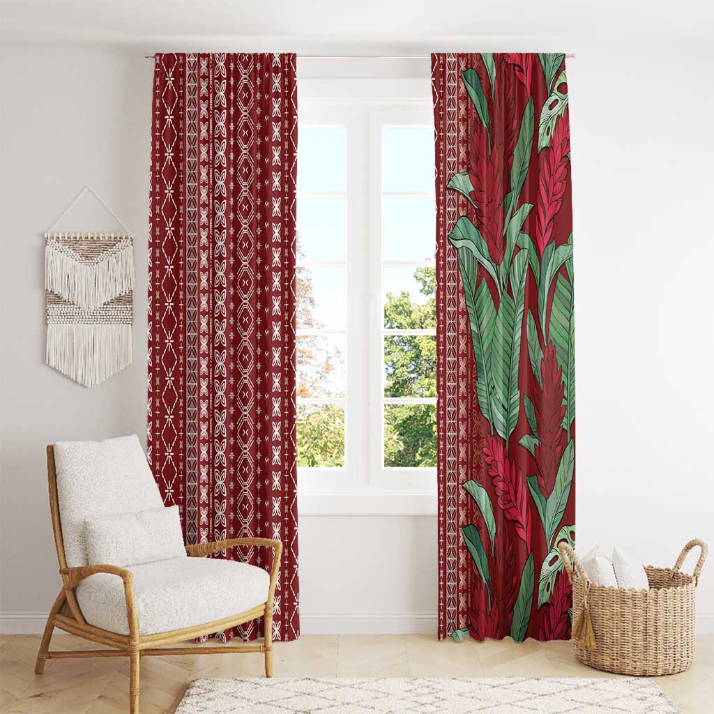 Women's Day Samoa Malu Tattoo Inspired Mix Teuila Window Curtain Scarlet LT7 - Polynesian Pride