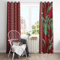 Women's Day Samoa Malu Tattoo Inspired Mix Teuila Window Curtain Scarlet LT7 - Polynesian Pride