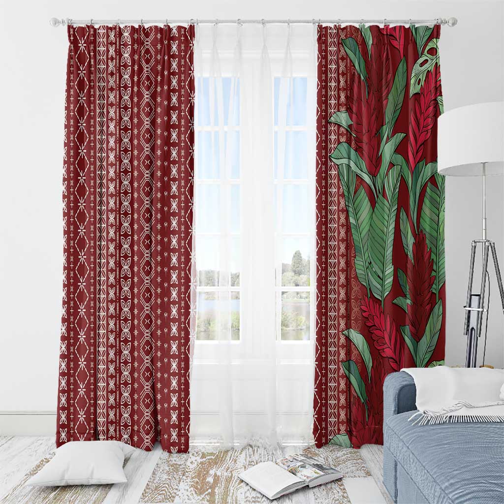 Women's Day Samoa Malu Tattoo Inspired Mix Teuila Window Curtain Scarlet LT7 - Polynesian Pride