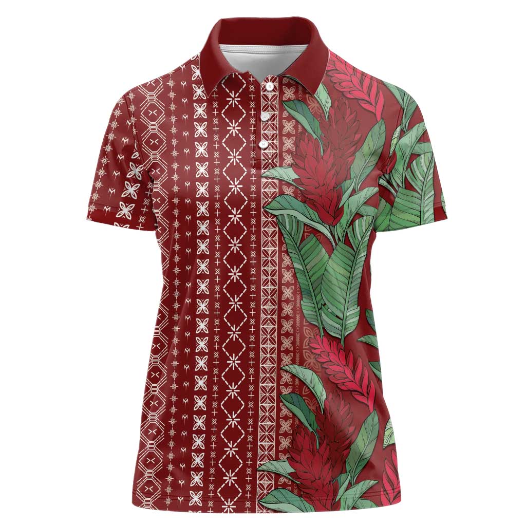 Women's Day Samoa Malu Tattoo Inspired Mix Teuila Women Polo Shirt Scarlet LT7 Female Scarlet - Polynesian Pride