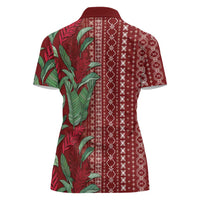 Women's Day Samoa Malu Tattoo Inspired Mix Teuila Women Polo Shirt Scarlet LT7 - Polynesian Pride