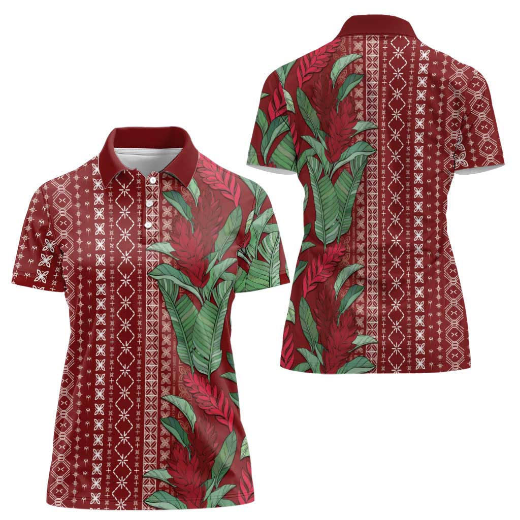 Women's Day Samoa Malu Tattoo Inspired Mix Teuila Women Polo Shirt Scarlet LT7 - Polynesian Pride