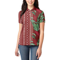 Women's Day Samoa Malu Tattoo Inspired Mix Teuila Women Polo Shirt Scarlet LT7 - Polynesian Pride