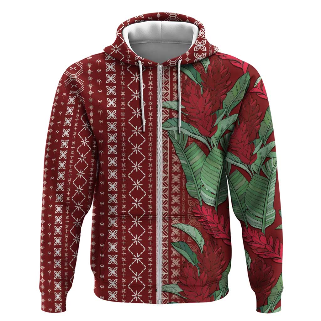 Women's Day Samoa Malu Tattoo Inspired Mix Teuila Zip Hoodie Scarlet LT7 Zip Hoodie Scarlet - Polynesian Pride