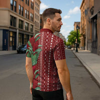 Women's Day Samoa Malu Tattoo Inspired Mix Teuila Zipper Polo Shirt Scarlet LT7 - Polynesian Pride