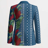 Women's Day Samoa Malu Tattoo Inspired Mix Teuila Blazer Royal Blue LT7 - Polynesian Pride