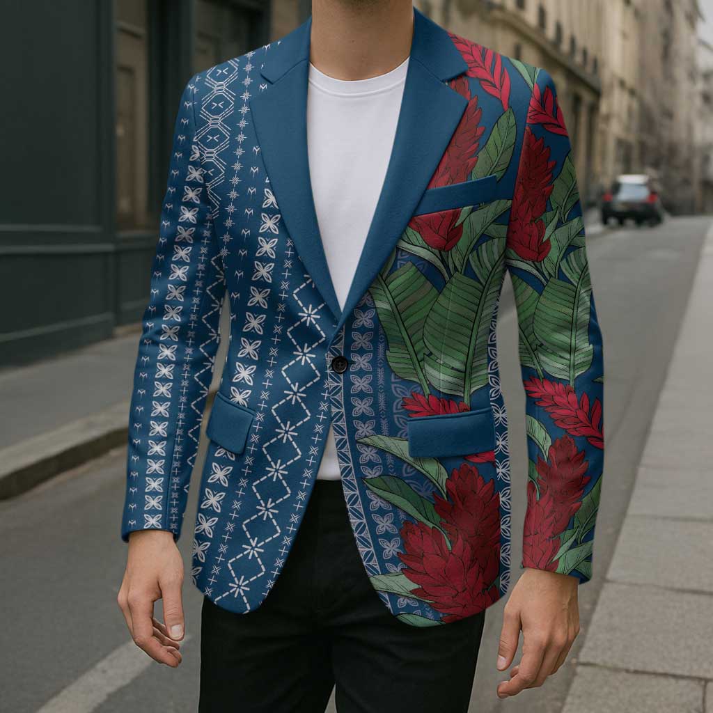 Women's Day Samoa Malu Tattoo Inspired Mix Teuila Blazer Royal Blue LT7 - Polynesian Pride