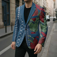 Women's Day Samoa Malu Tattoo Inspired Mix Teuila Blazer Royal Blue LT7 - Polynesian Pride